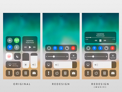 iOS11 Control Panel Redesign ios ios11 mobile redesign