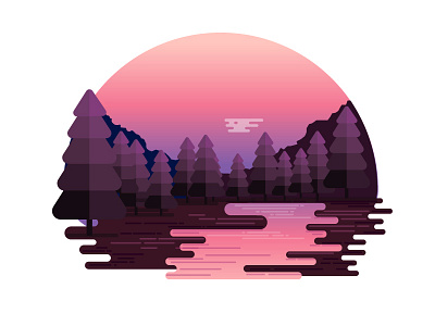 Nature Sunset Landscape illustration landscape nature sunset