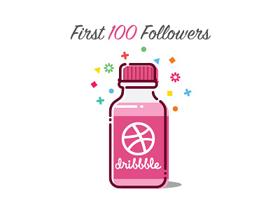 First 100 Followers bottle dribbble illustration