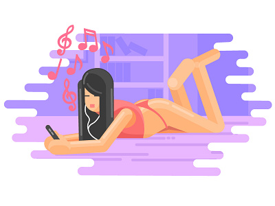 Girl listening Music girl illustration music