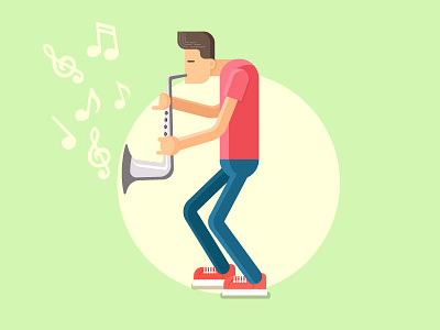 The Musician boy flat geomatrical illustration music