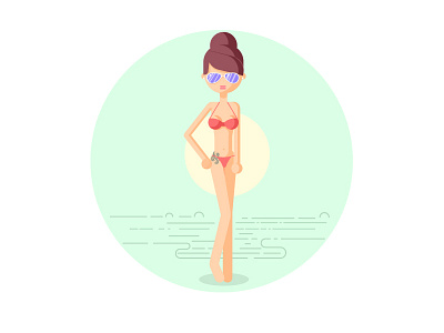 Beach Babe babe beauty flat geomatrical illustration nude summer