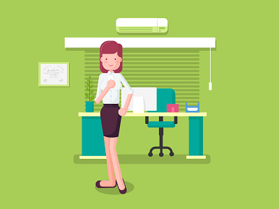 Office Girl corporate geomatric design girl illustration office