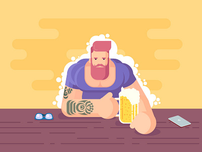 Keep Calm & Drink Beer beer drinking geometrical design guy illustration matcho