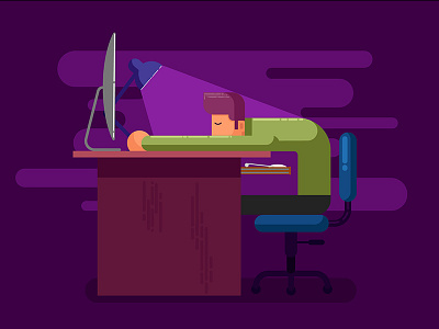 Working hard or Hardly working? guy sleeping illustration late nihgt work tired guy work from home
