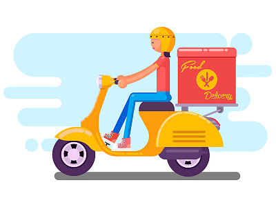 Food Delivery bike delivery delivery girl design food girl illustration scooter vector