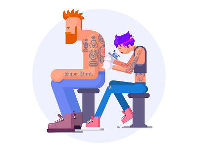 The tattooist design girl illustration lady tattooist man tattoo tattoo design tattooist vector woman