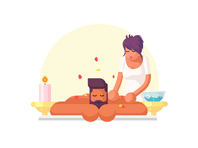 The Massage Parlor babe design enjoy fun girl illustration joy man massage massaging girl vector