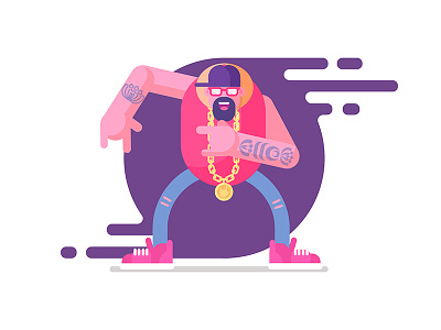 The Rapper dancer dancing design flat geometrical guy illustration rapper vector