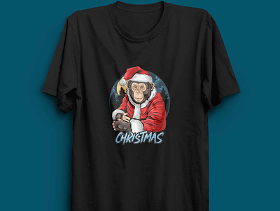 Christmas santa claus cute chimpanzee_ branding christmas craft ideas 2021 company logo comphany design illustration modern logo
