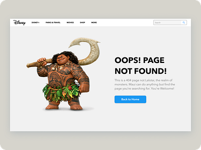 404 Error - Disney 404 dailyui disney error maui moana ui webdesign