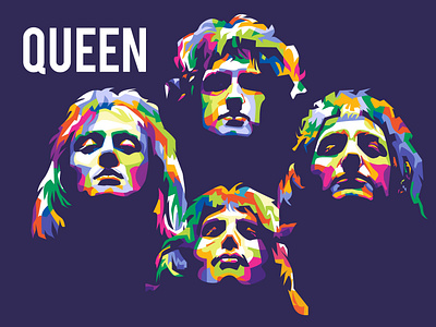 Queen amazing art branding coreldraw design digital arts freddie mercury gift illustration pop art queen queen of hearts vector wpap