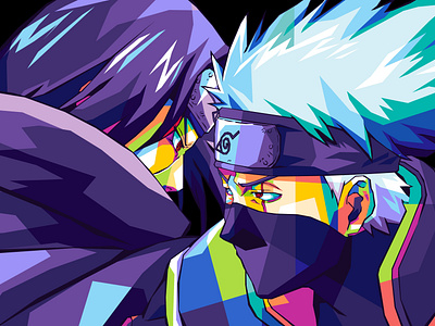 kakashi and itachi adobe ilustrator amazing anime coreldraw design illustration logo pop art vector wpap