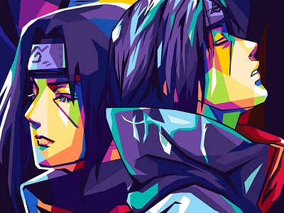 Itachi Uchiha 3d animation anime graphic design itachi kakashi killua luffy madara motion graphics naruto obito pop art poster sakura sasuke ui wpap zoro