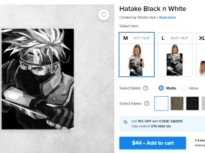 Kakashi Metal Poster Displate 3d animation graphic design kyubi ui