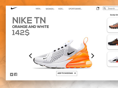 Nike landing page -Orange and White