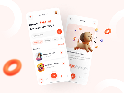 Podcast Player 🎧🎉 3d app app design box cart design icon light minimal mosic music app music player play list podcast podcasting song app spotify ui uidesign ux