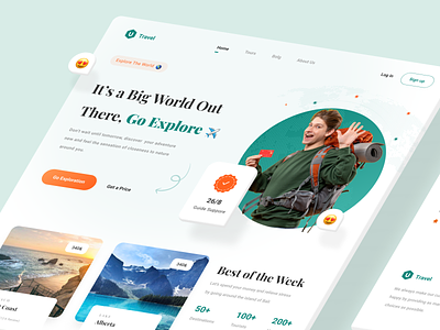 Travel Landing Page ✈️ 3d agency booking app clean explore flight home page minimal news travel travel agency travel booking travel landing page travelling trip ui ui ux uidesign vacation website