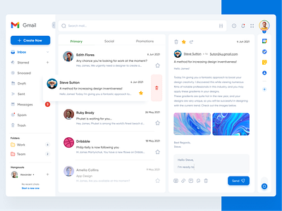 Gmail redesign - Light Version🔥 by Rasta Mokhtariy on Dribbble
