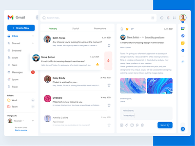 Gmail redesign - Light Version🔥 chat clean dashboard design email email cli email redesign gmail gmail redesign google in box light mail mail box menu message messenger redesign ui uidesign