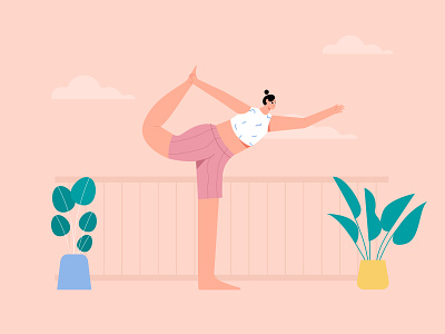 Woman yoga lord of the dance pose illustration