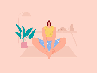 Woman yoga bound ankle poses illustration