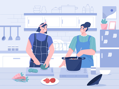 Cooking in the kitchen illustration