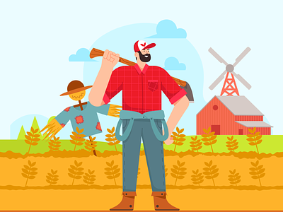Farmer Illustration agriculture business character farmer field illustration illustrations man work