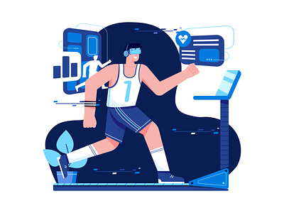 Workout Virtual Reality Illustration device future gear illustration illustrations modern platform run run with vr running virtual reality vr vr game vr gear vr headset vr workout workout