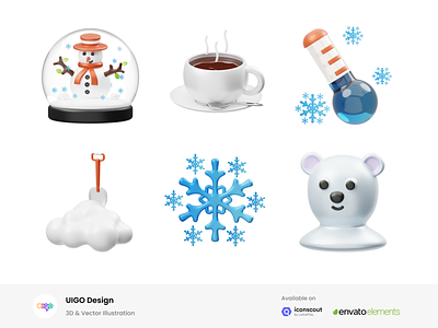 Winter 3D Illustration bear design diamond snowball