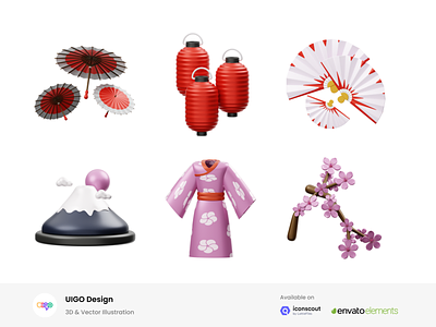 Japanese Culture 3D Illustration