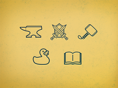 Some Fun Icons anvil book duck hammer icons minimal rubber duck shield sword