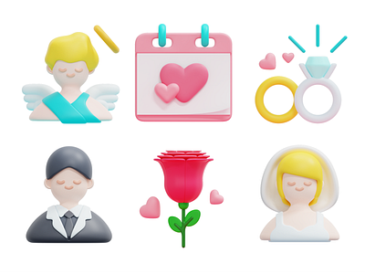 Love 3D Icon relationship render