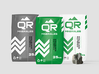 QR MINERALES brand brand identity branding design green icon logo packaging rock typography web