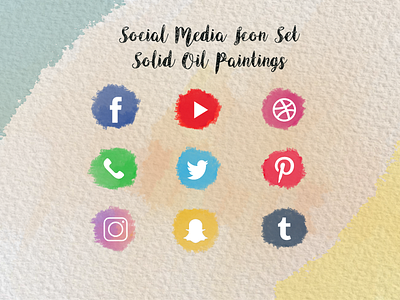 Icon Set Oil branding canvas creative design iconset illustration logo oilpainting socialmedia