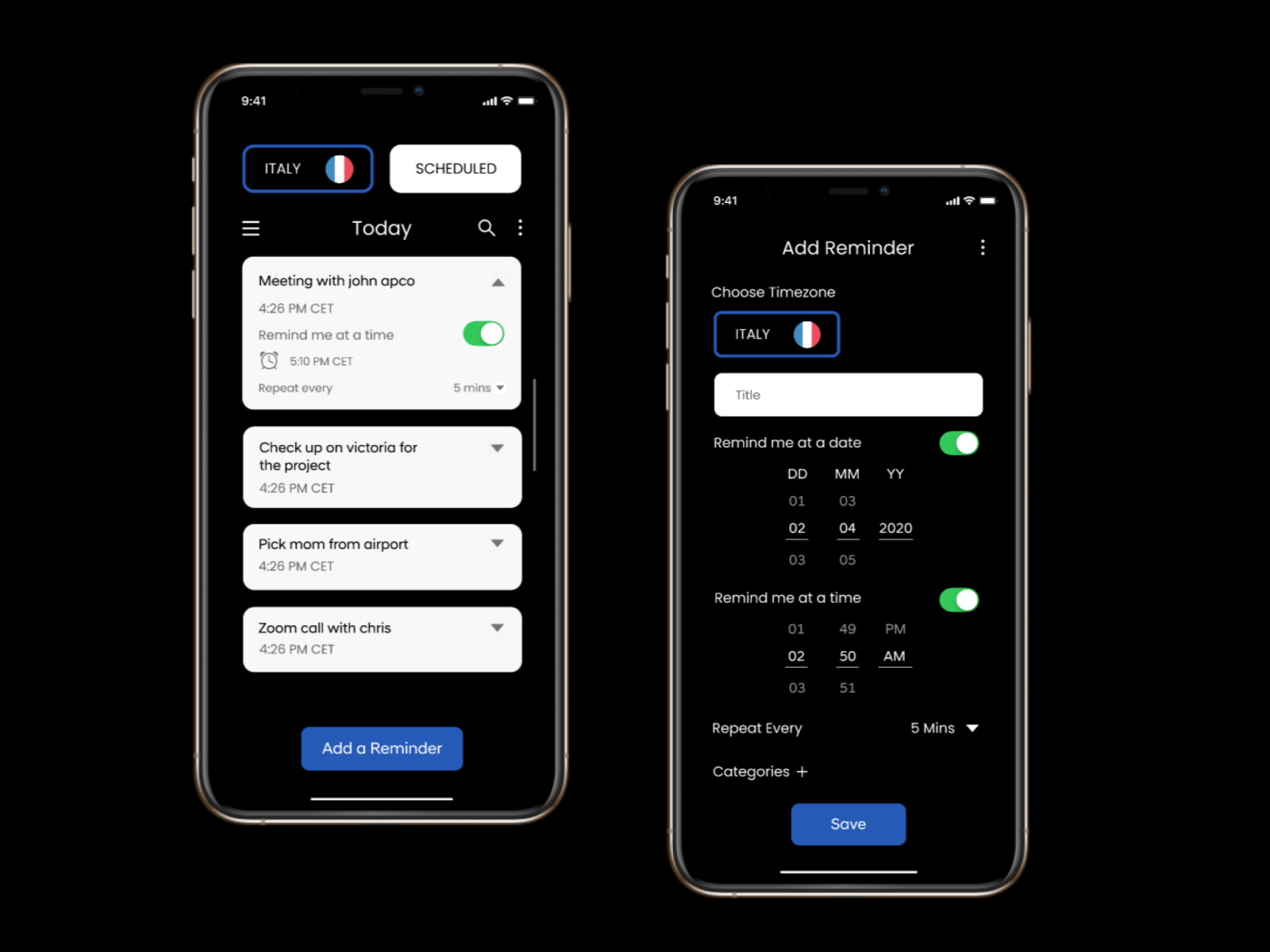 reminder app that works with multiple time zones at once. by Himanshu
