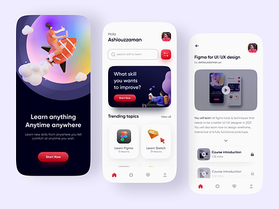 Online Learning App UI Exploration app course design learning mobile mobile app design online online course ui ux