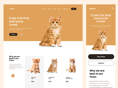 Cat Shop Landing Page Design