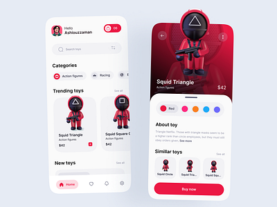 Toy shop x Squid game mobile app UI design