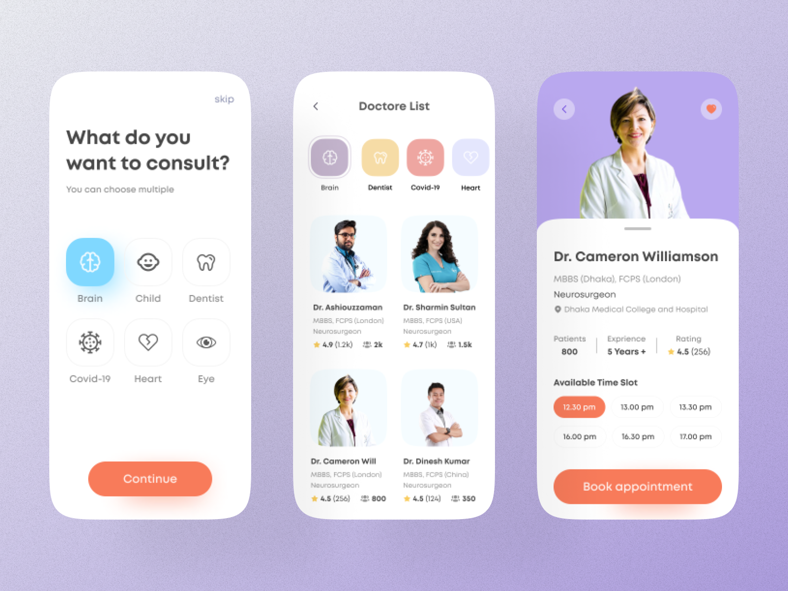 Medical App Design by ashiouzzaman.ux on Dribbble