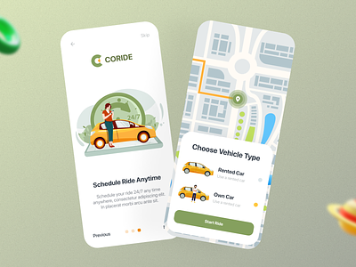 Ride sharing mobile app onboarding UI exploration