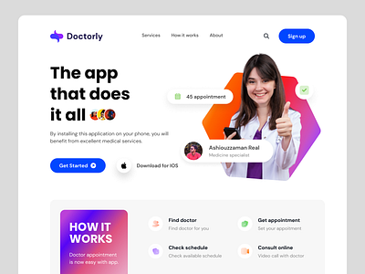 Medical App Landing Page Design app appointment creative design doctor landing medical medicine online doctor page tele ui ui ux ui design ux