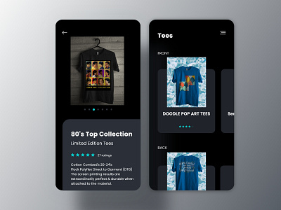 Dark Online-Shop Tees Design design ui ux