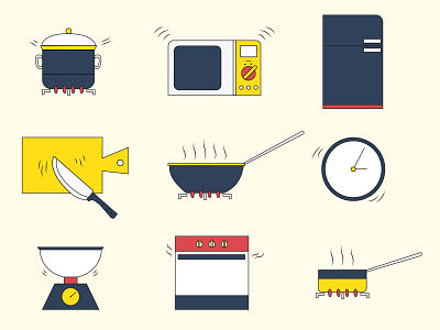 Cooking icons 60s cooking icons illustrator kitchen retro