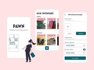 PAWN - Digital inventory & reminders adobexd inventory mobile app pawn reminder ux design