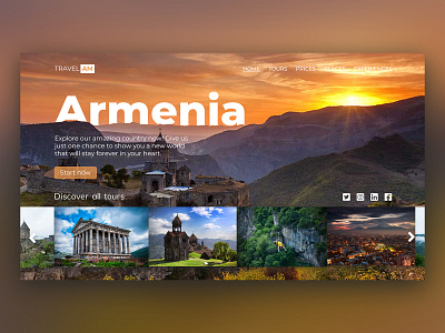 Hero screen of travel agency adobe photoshop agency armenia design graphic design hero image hero screen travel webdesign website welcome page