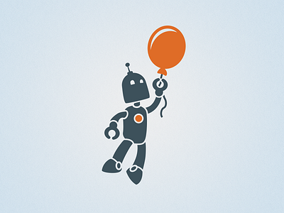 Above it all balloon blue happiness engines logo orange robot robots