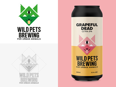 WILD PETS animal beer brand brewery can cat craft fox geometic icon label logo pet wolf
