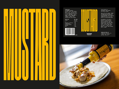 Mustard bottle design label packaging sauce type typography