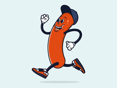 Hotdog fast food hotdog illustration mascot running street food vector